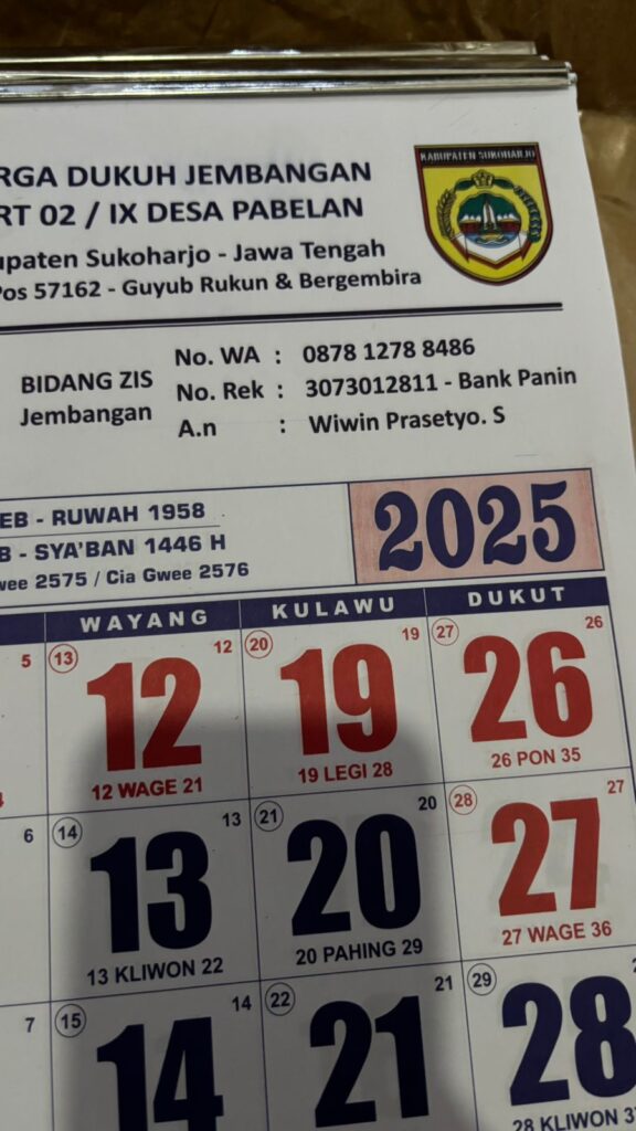 Pembuatan Kalender Tahun 2025